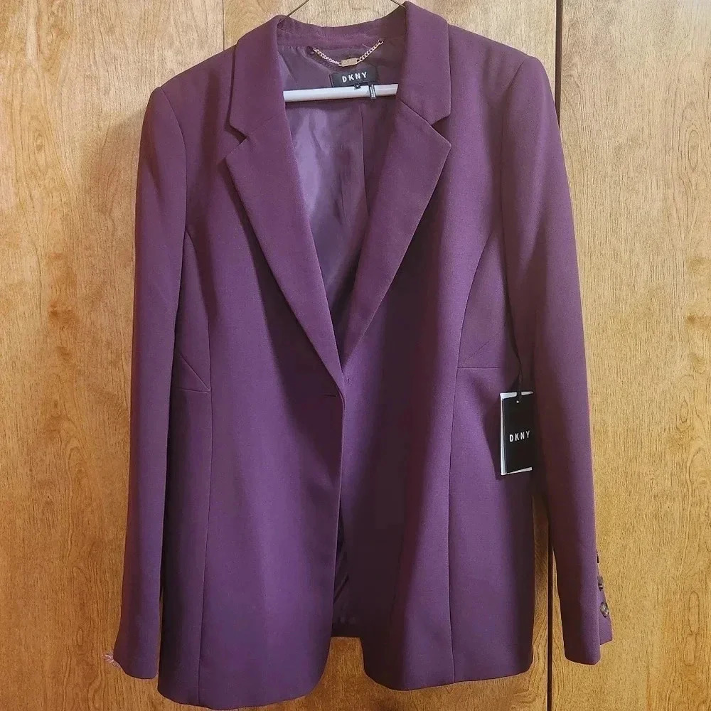 DKNY Womens Purple Blazer
